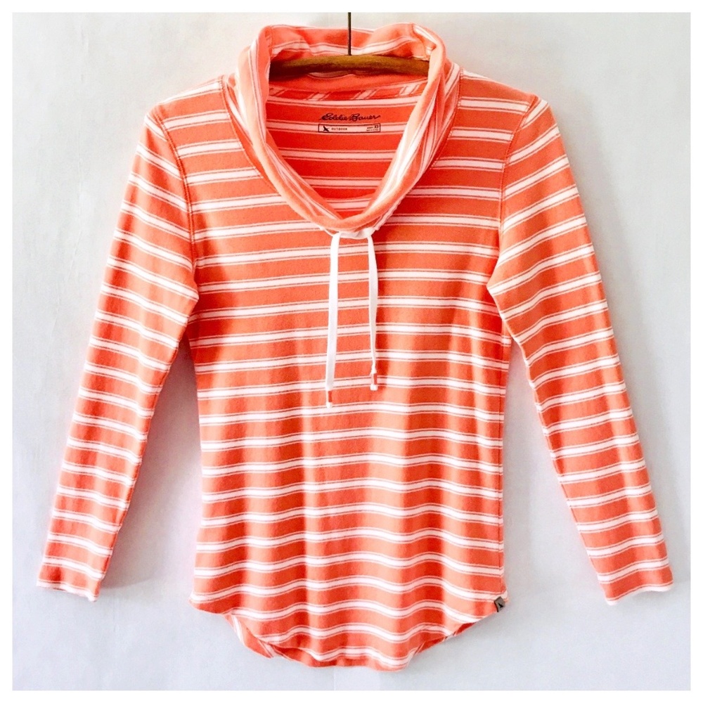 3/$15 Eddie Bauer Orange White Striped Long Sleeve Tunic Top